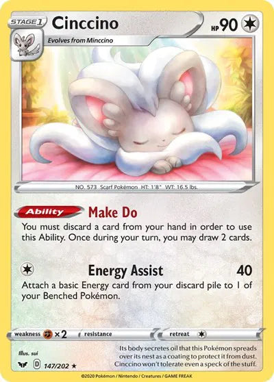 147/202 Cinccino Reverse Holo - Sword & Shield