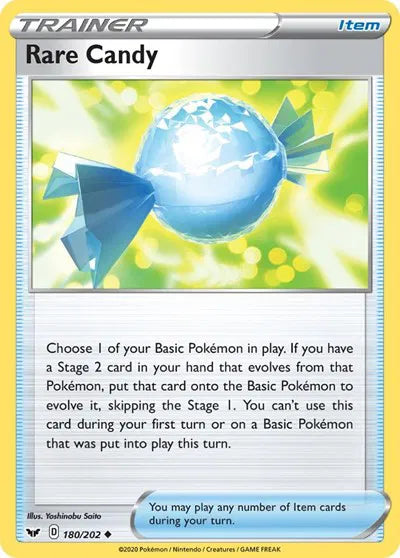 180/202 Rare Candy Reverse Holo - Sword & Shield