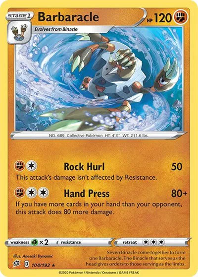 104/192 Barbaracle Reverse Holo - Rebel Clash