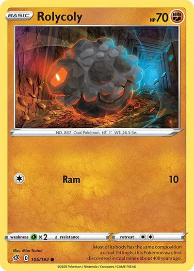 105/192 Rolycoly Reverse Holo - Rebel Clash