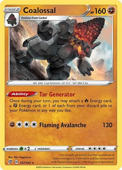 107/192 Coalossa Reverse Holo - Rebel Clash