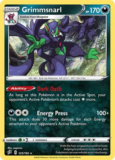 125/192 Grimmsnarl Reverse Holo - Rebel Clash