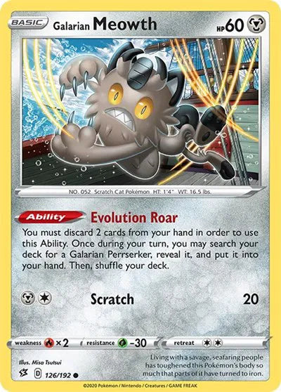 126/192 Galarian Meowth Reverse Holo - Rebel Clash