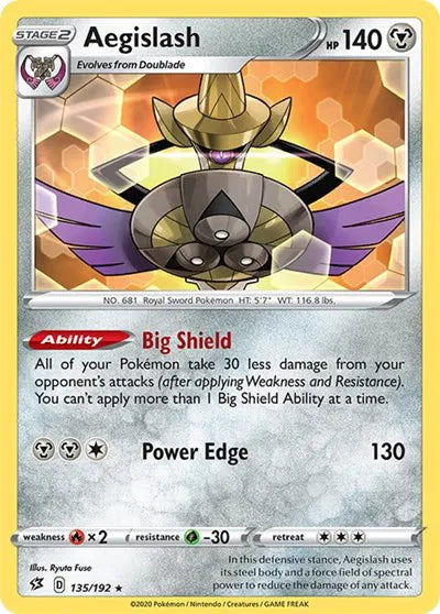 135/192 Aegislash Reverse Holo - Rebel Clash