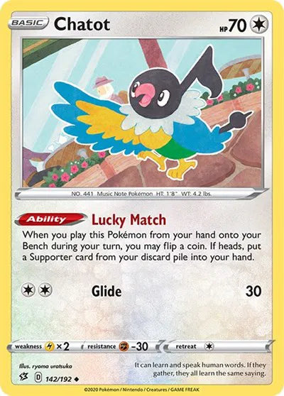 142/192 Chatot Reverse Holo - Rebel Clash