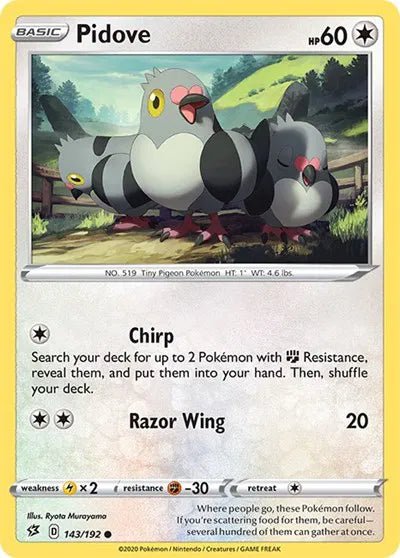143/192 Pidove Reverse Holo - Rebel Clash