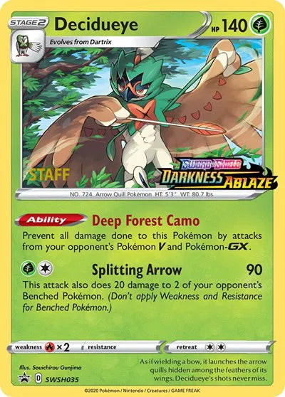 SWSH035 Decidueye (Staff) - SWSH Black Star Promo