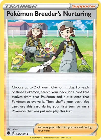 166/189 Pokémon Breeder's Nurturing Reverse Holo - Darkness Ablaze