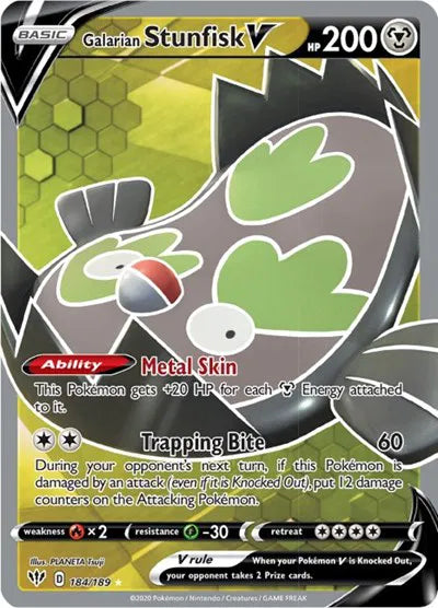 184/189 Galarian Stunfisk V - Darkness Ablaze