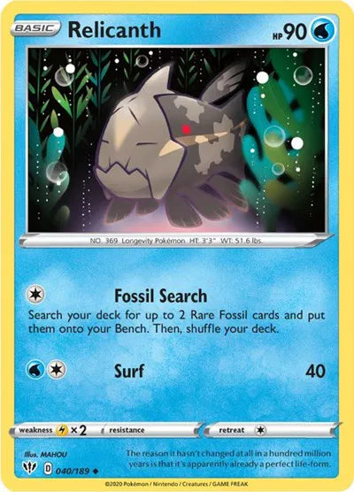 040/189 Relicanth Reverse Holo - Darkness Ablaze