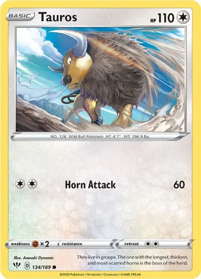 134/189 Tauros Reverse Holo - Darkness Ablaze