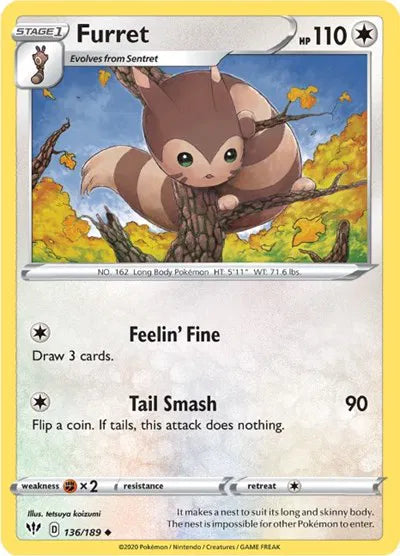 136/189 Furret Reverse Holo - Darkness Ablaze