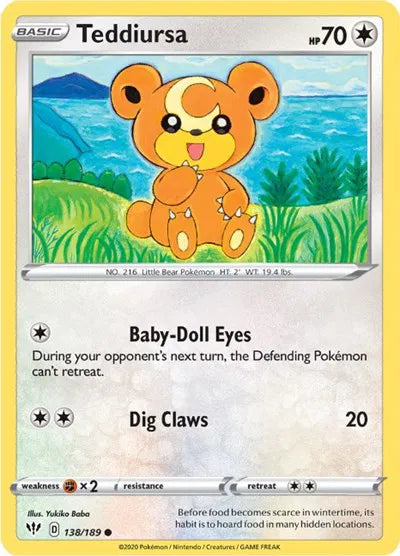 138/189 Teddiursa Reverse Holo - Darkness Ablaze