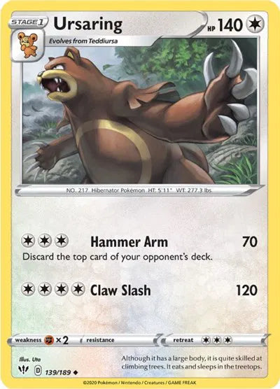 139/189 Ursaring Reverse Holo - Darkness Ablaze