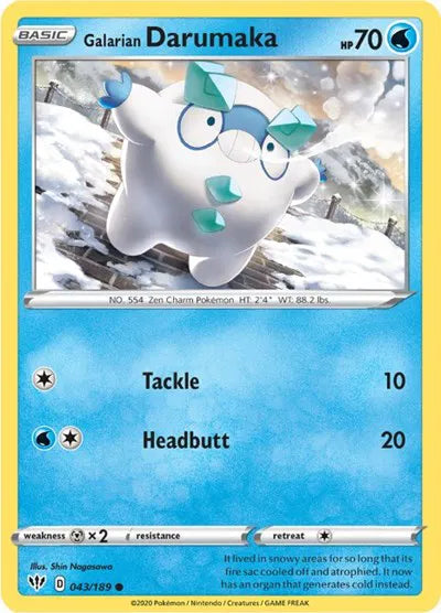 043/189 Galarian Darumaka Reverse Holo - Darkness Ablaze