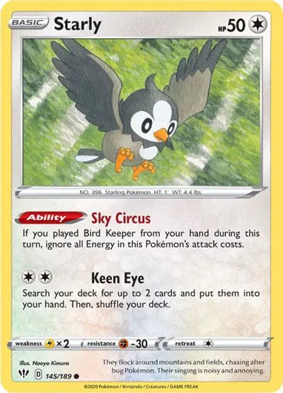 145/189 Starly Reverse Holo - Darkness Ablaze