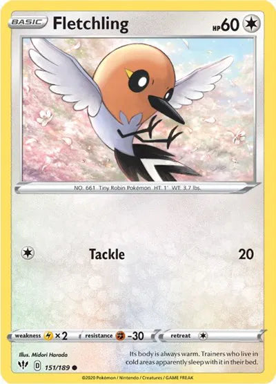 151/189 Fletchling Reverse Holo - Darkness Ablaze