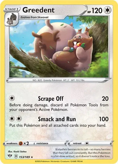 153/189 Greedent Reverse Holo - Darkness Ablaze