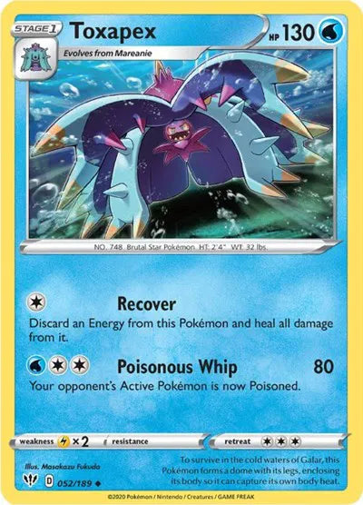 052/189 Toxapex Reverse Holo - Darkness Ablaze