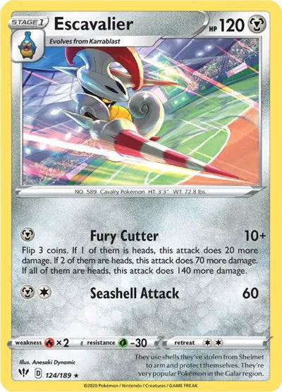 124/189 Escavalier Reverse Holo - Darkness Ablaze