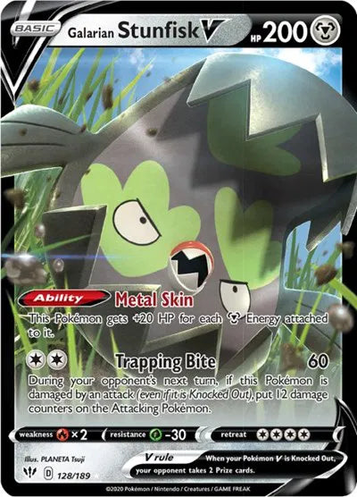 128/189 Galarian Stunfisk V - Darkness Ablaze