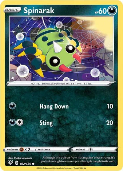 102/189 Spinarak Reverse Holo - Darkness Ablaze