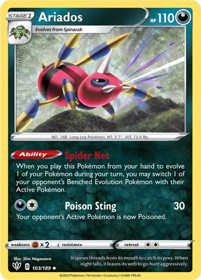103/189 Ariados Reverse Holo - Darkness Ablaze
