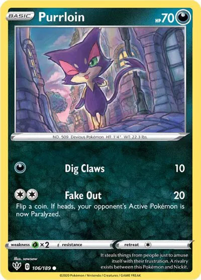 106/189 Purrloin Reverse Holo - Darkness Ablaze