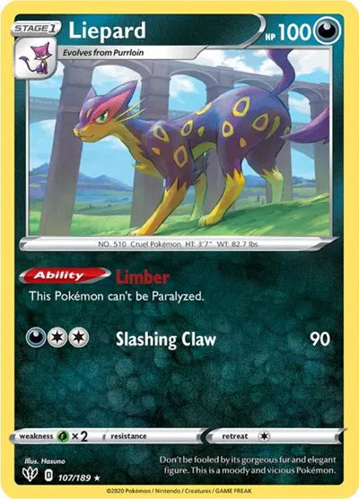 107/189 Liepard Reverse Holo - Darkness Ablaze