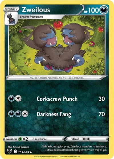109/189 Zweilous Reverse Holo - Darkness Ablaze