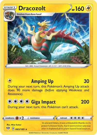 065/189 Dracozolt Reverse Holo - Darkness Ablaze