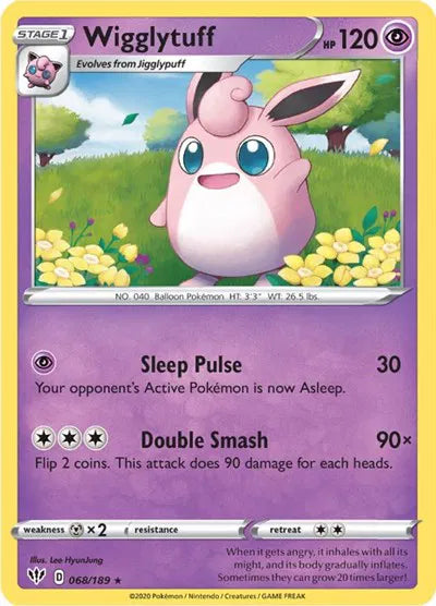 068/189 Wigglytuff Reverse Holo - Darkness Ablaze