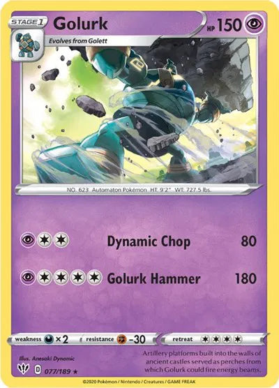 077/189 Golurk Reverse Holo - Darkness Ablaze