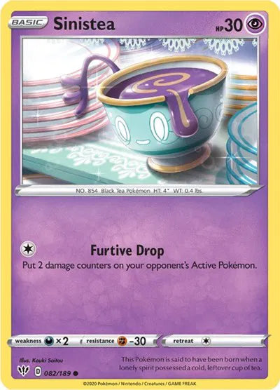 082/189 Sinistea Reverse Holo - Darkness Ablaze
