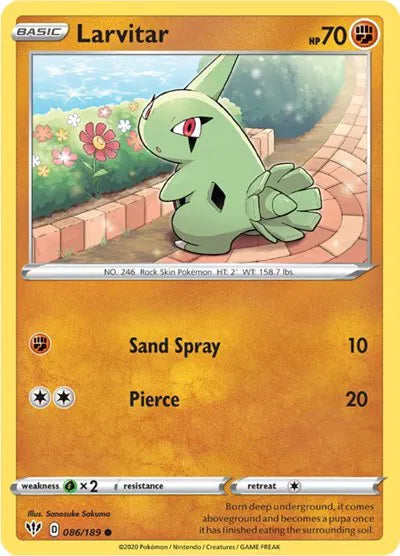 086/189 Larvitar Reverse Holo - Darkness Ablaze