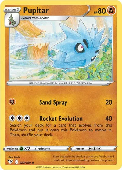 087/189 Pupitar Reverse Holo - Darkness Ablaze