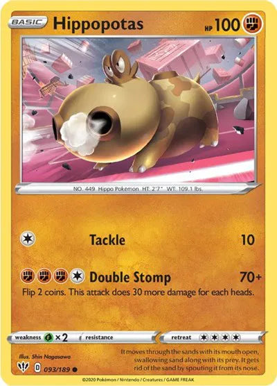 093/189 Hippopotas Reverse Holo - Darkness Ablaze
