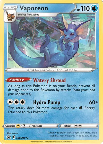SWSH072 Vaporeon - SWSH Black Star Promo
