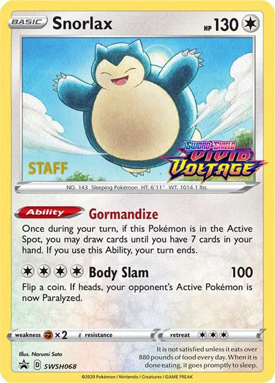 SWSH068 Snorlax (Staff) - SWSH Black Star Promo
