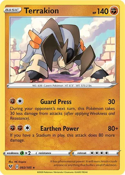 092/185 Terrakion Reverse Holo - Vivid Voltage