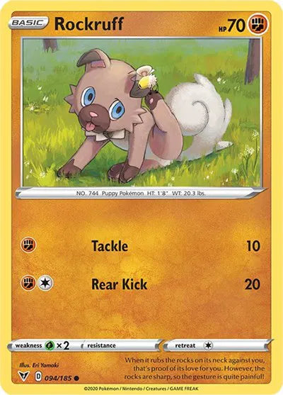 094/185 Rockruff Reverse Holo - Vivid Voltage