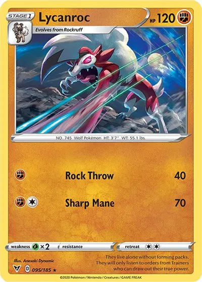 095/185 Lycanroc Reverse Holo - Vivid Voltage