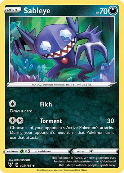 105/185 Sableye Reverse Holo - Vivid Voltage