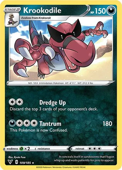 109/185 Krookodile Reverse Holo - Vivid Voltage