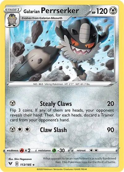 113/185 Galarian Perrserker Reverse Holo - Vivid Voltage