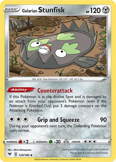 125/185 Galarian Stunfisk Reverse Holo - Vivid Voltage