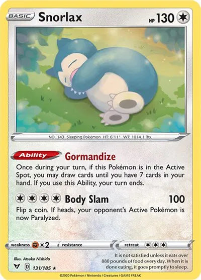 131/185 Snorlax Reverse Holo - Vivid Voltage