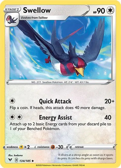 134/185 Swellow Reverse Holo - Vivid Voltage