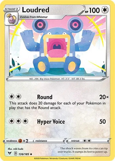 136/185 Loudred Reverse Holo - Vivid Voltage