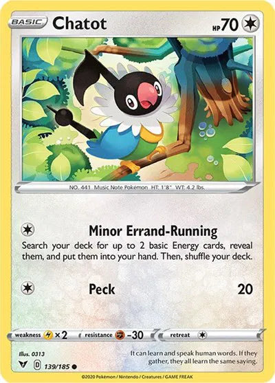 139/185 Chatot Reverse Holo - Vivid Voltage